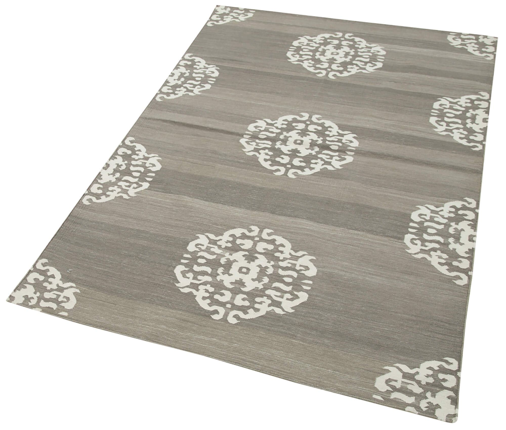 Handmade Area Rug – Beige Geometric Cotton Wool Rug for Living Room 3'7"x5'7"