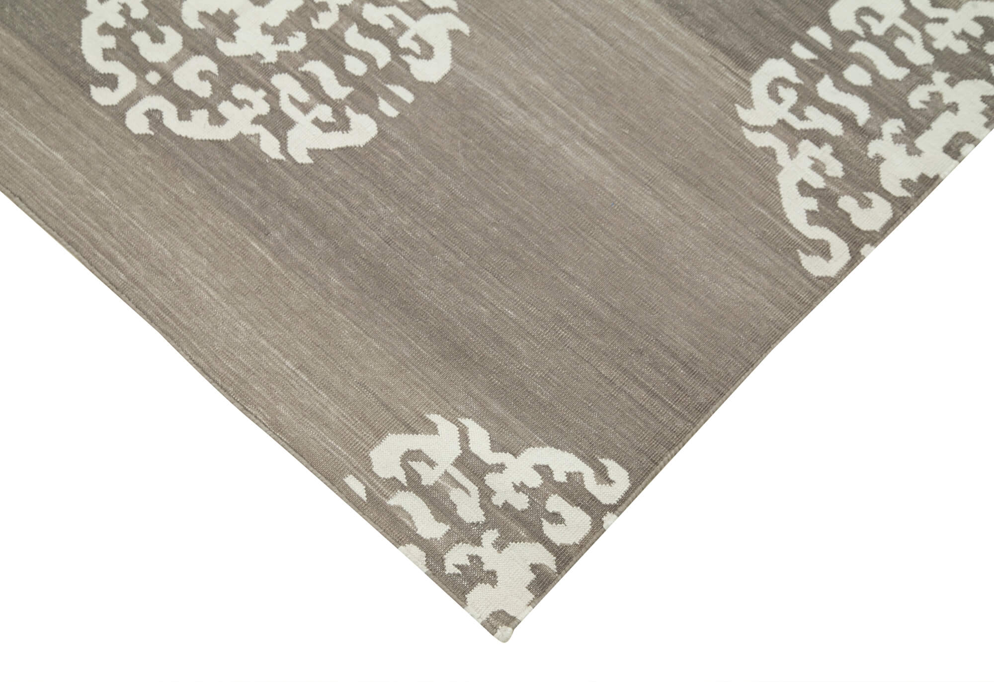 Handmade Area Rug – Beige Geometric Cotton Wool Rug for Living Room 3'7"x5'7"