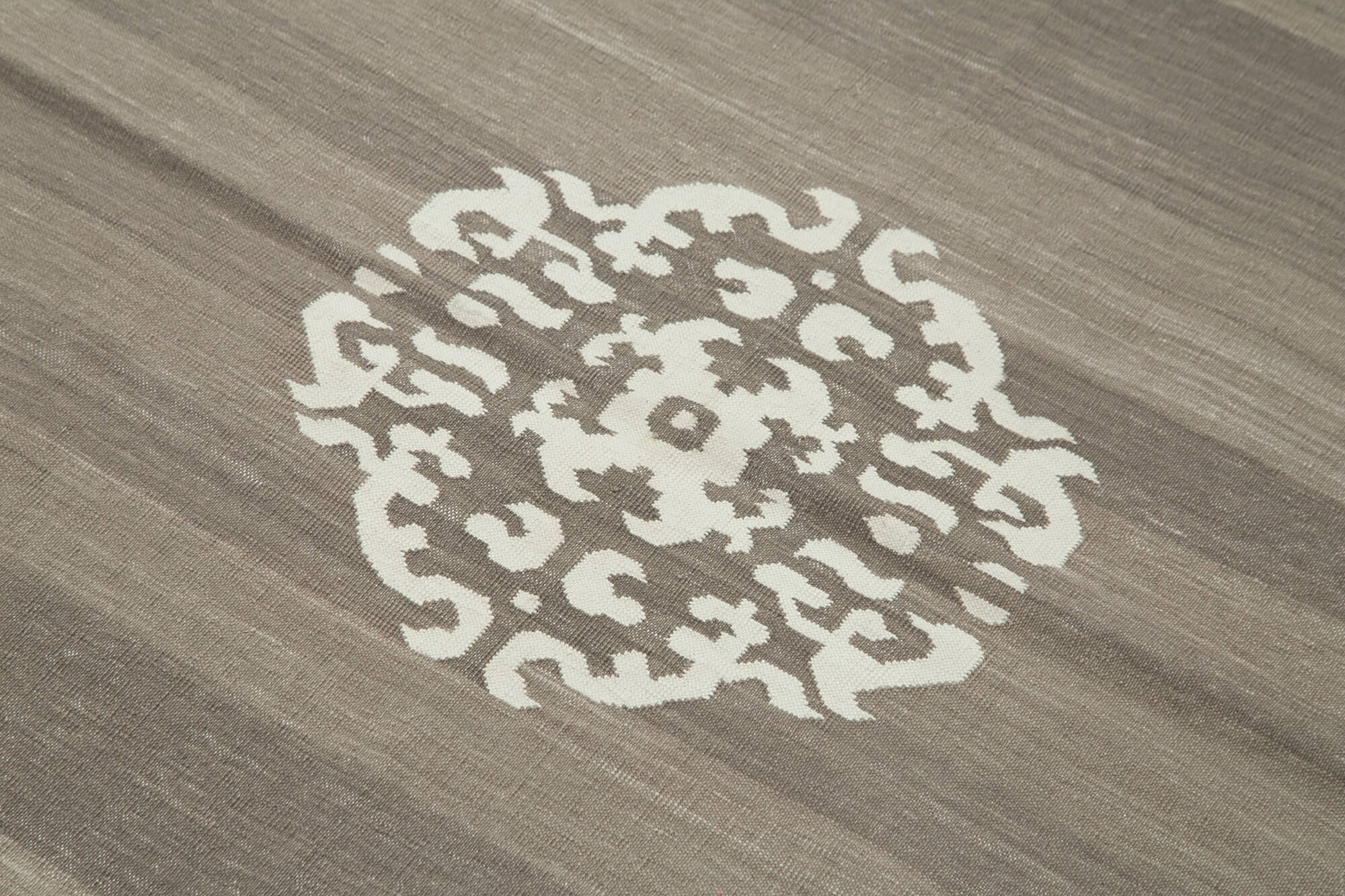 Handmade Area Rug – Beige Geometric Cotton Wool Rug for Living Room 3'7"x5'7"
