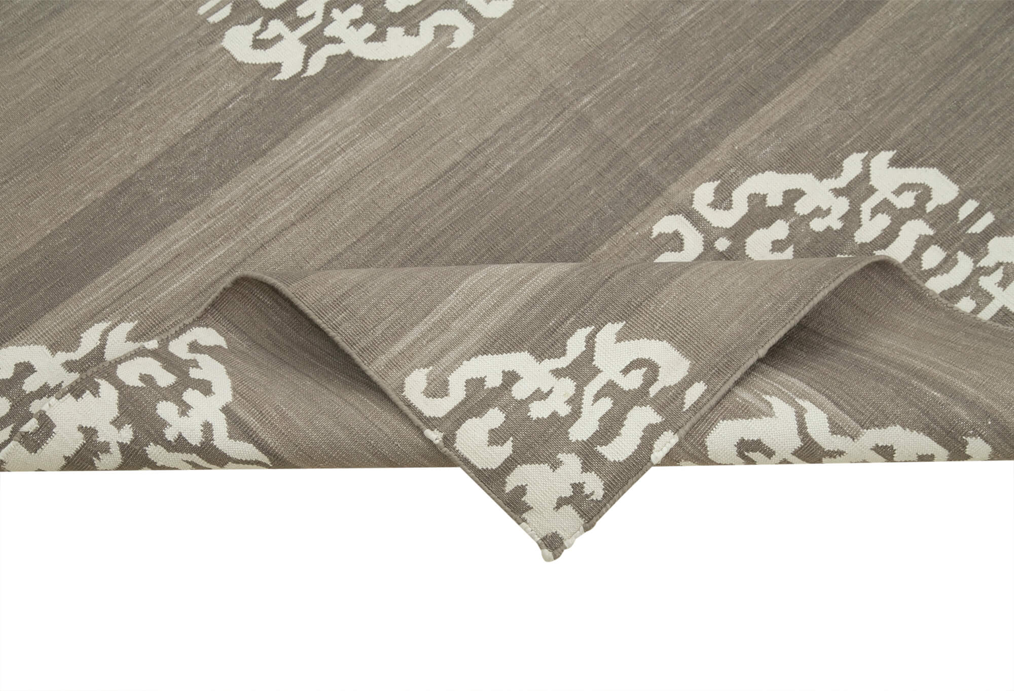 Handmade Area Rug – Beige Geometric Cotton Wool Rug for Living Room 3'7"x5'7"