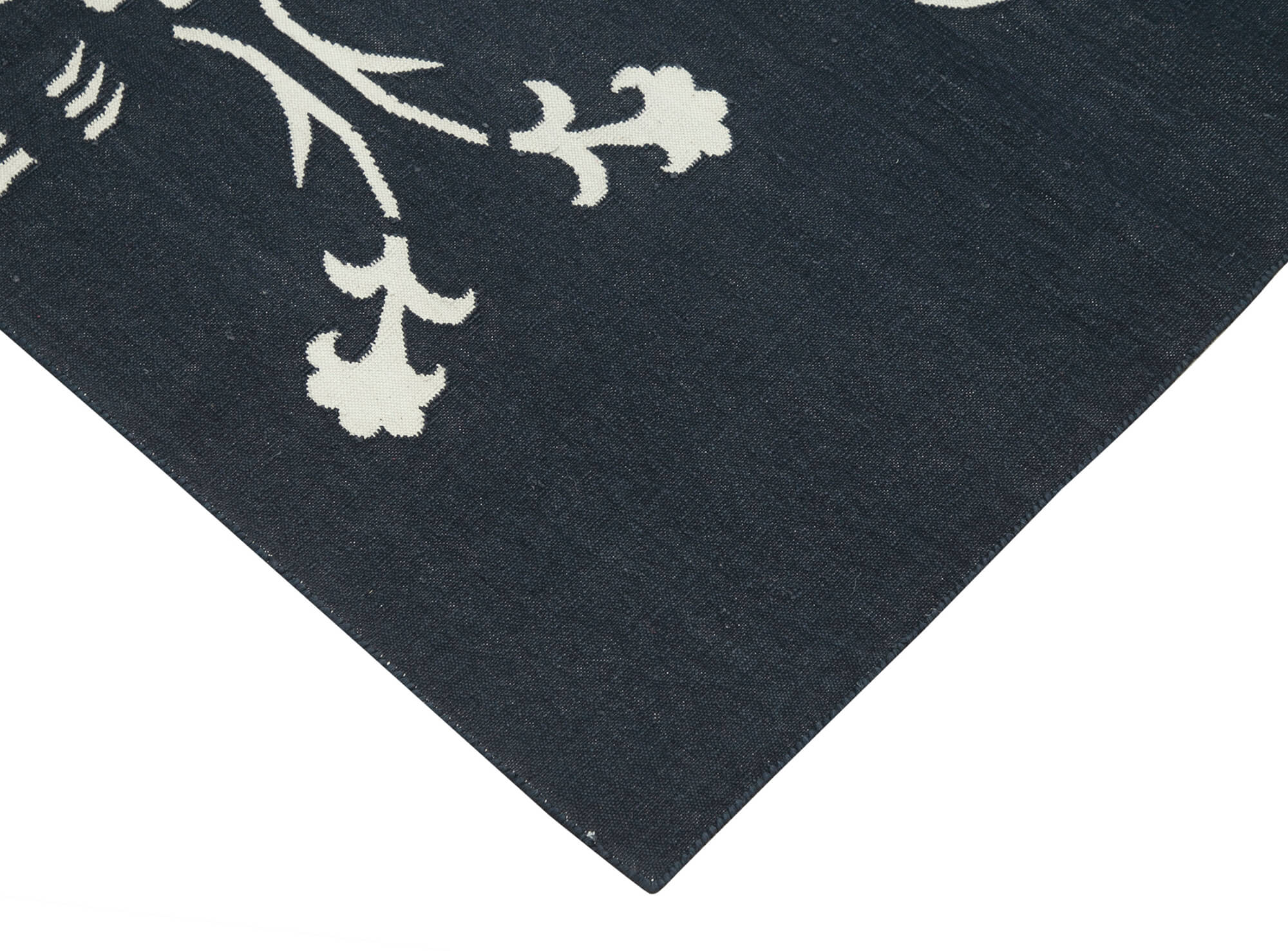 Handmade Wool Area Rug – Black Geometric Rug, Turkish Vintage Style Carpet 3'7"x5'7"