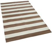 Handmade Area Rug – Brown Geometric Cotton Wool Turkish Wool Rug 3'7''x5'7''