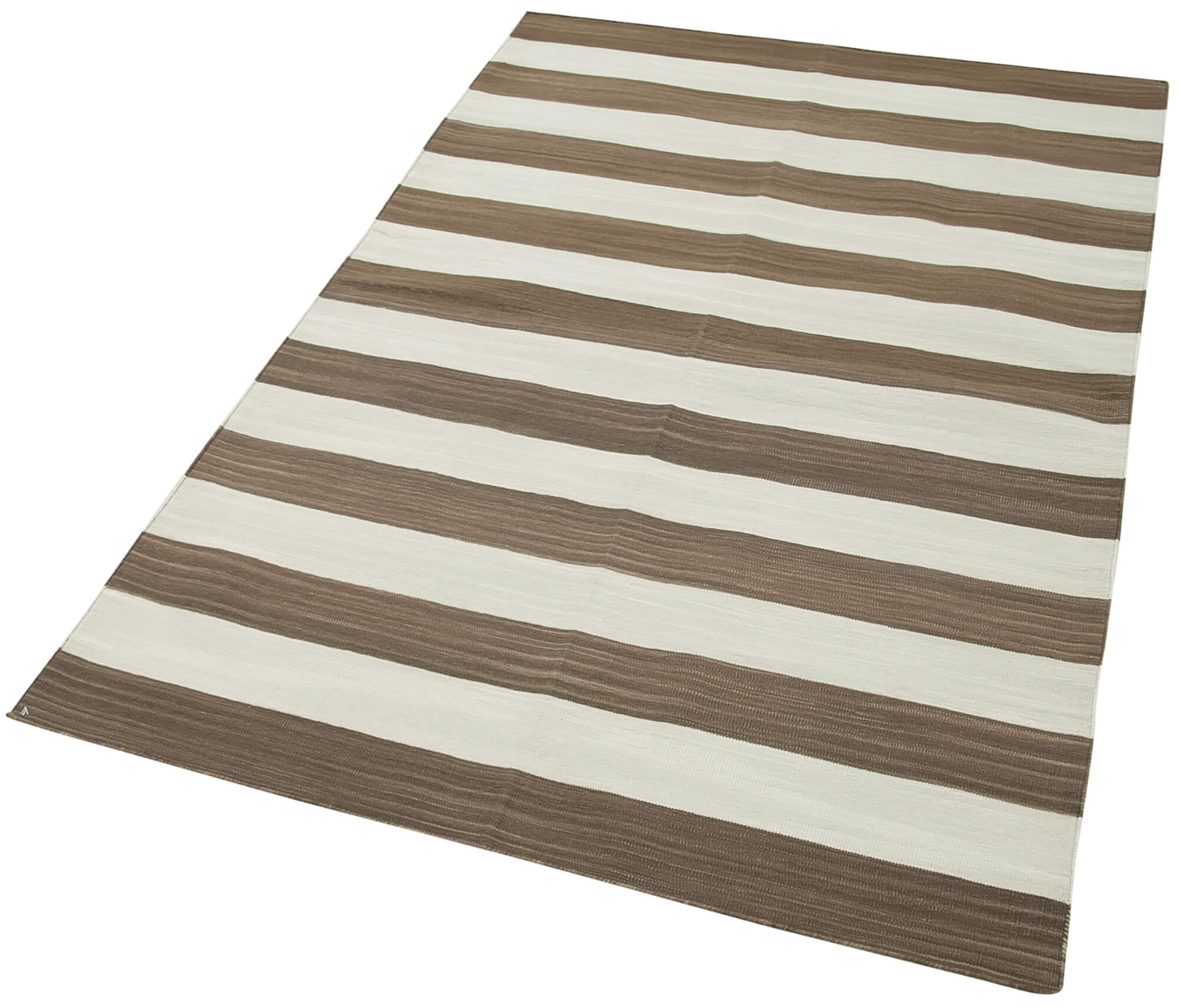 Handmade Area Rug – Brown Geometric Cotton Wool Turkish Wool Rug 3'7''x5'7''