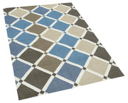 Handmade Area Rug – Blue Geometric Pattern Cotton Wool Rug 3'6'' x 5'3''