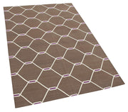 Handmade Wool Area Rug - Brown Geometric Cotton Wool Rug 3'5'' x 5'5''