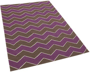 Handmade Area Rug - Geometric Brown Purple Turkish Wool Carpet 3'7''x5'5''