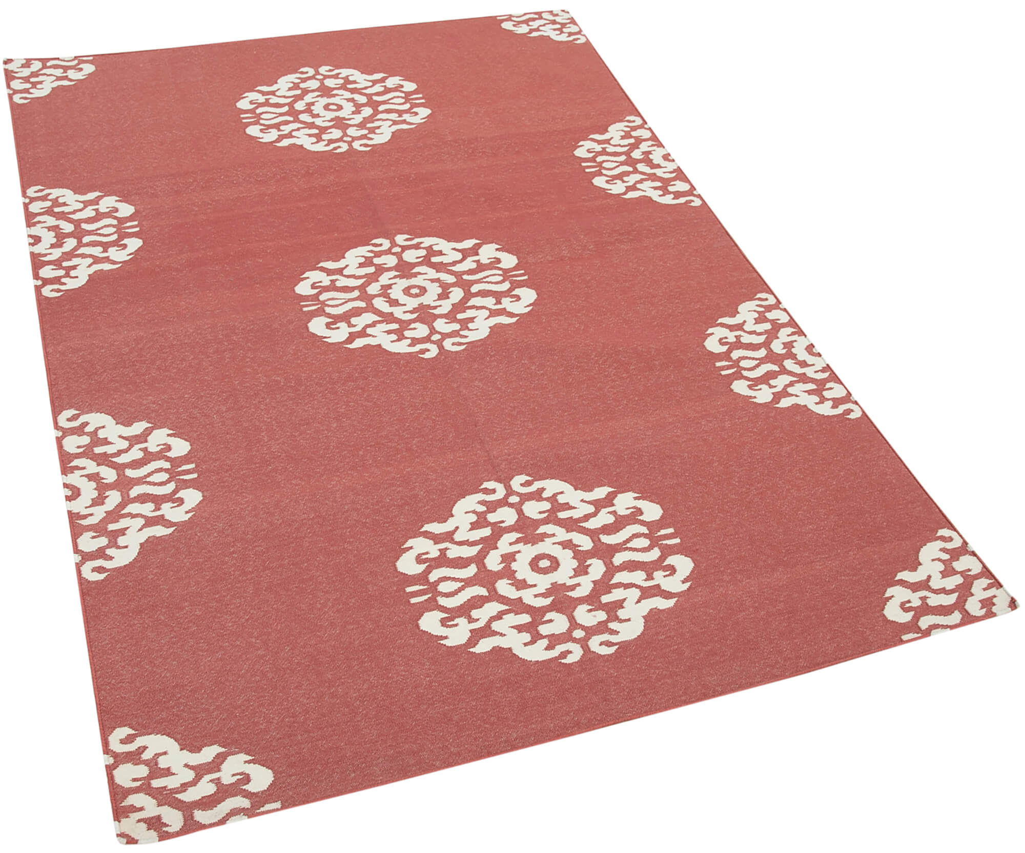 Handmade Area Rug - Vintage Turkish Carpet 3'8"x5'7" Red Geometric Pattern Wool Cotton