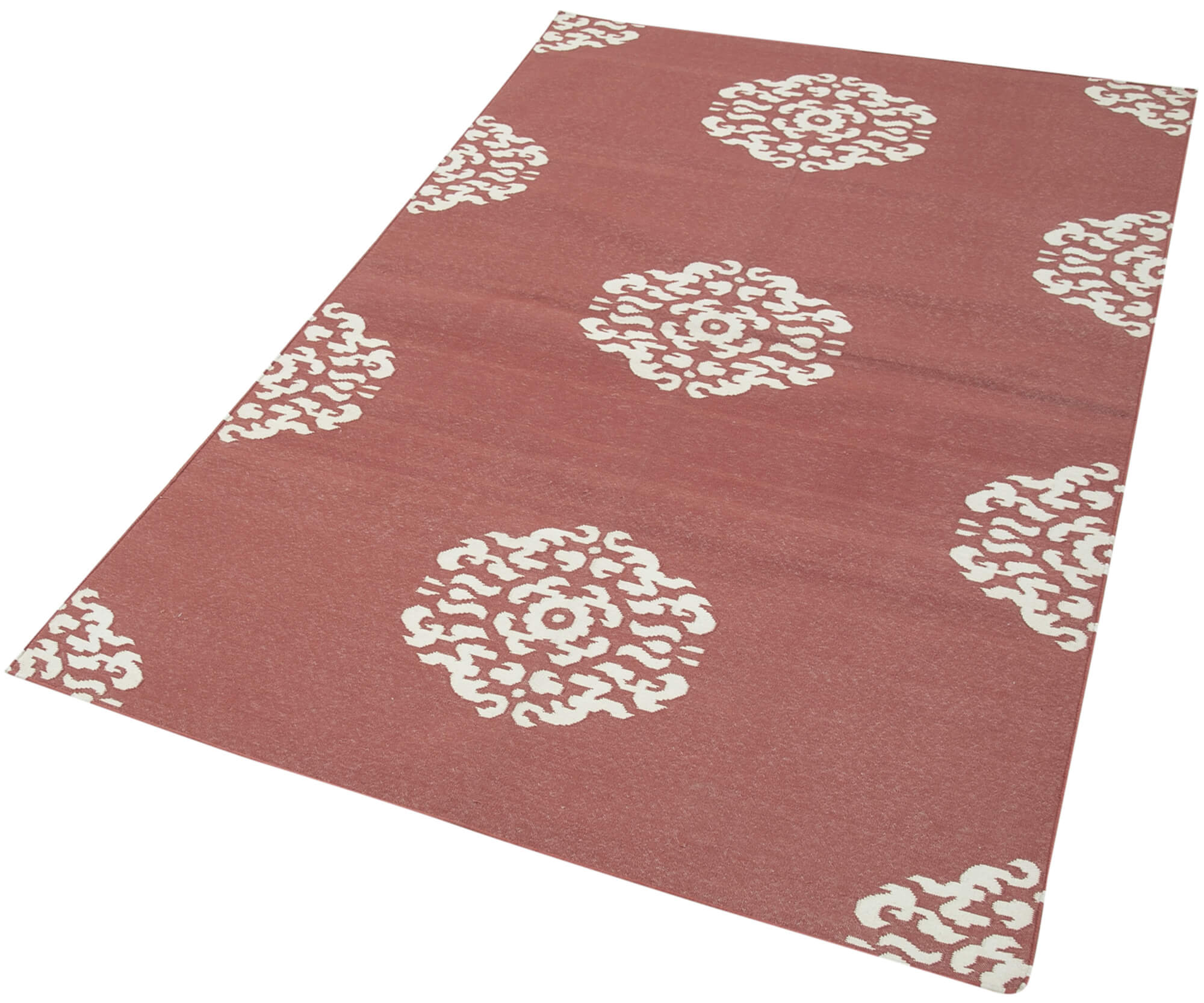 Handmade Area Rug - Vintage Turkish Carpet 3'8"x5'7" Red Geometric Pattern Wool Cotton