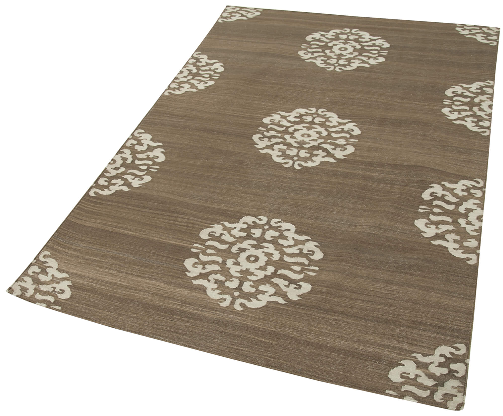 Duri Brown Geometric Cotton Wool Handmade Area Rug 3'7'' x 5'5''