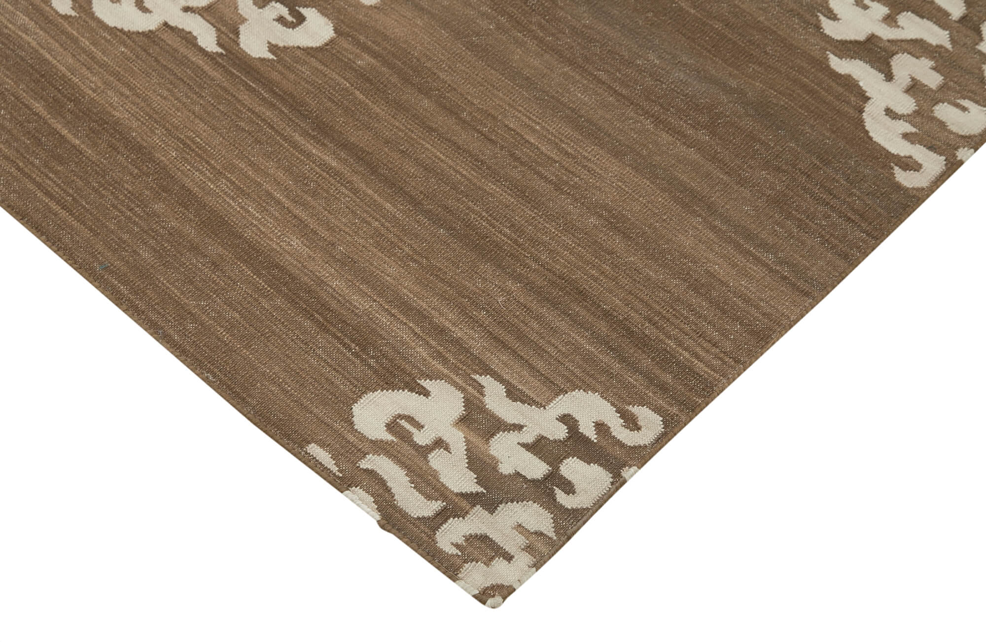 Duri Brown Geometric Cotton Wool Handmade Area Rug 3'7'' x 5'5''
