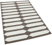 Handmade Wool Area Rug - Brown Geometric Cotton Wool Rug 3x5 Feet