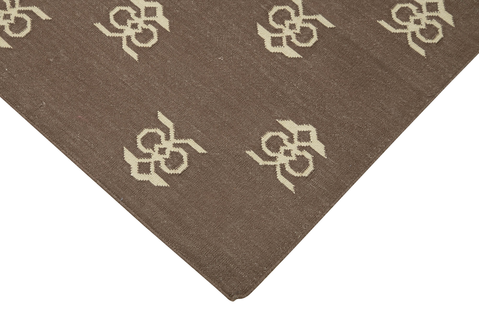Handmade Area Rug - Brown Geometric Cotton Wool Rug, Soft Textured Floor Covering 3'7''x5'4''