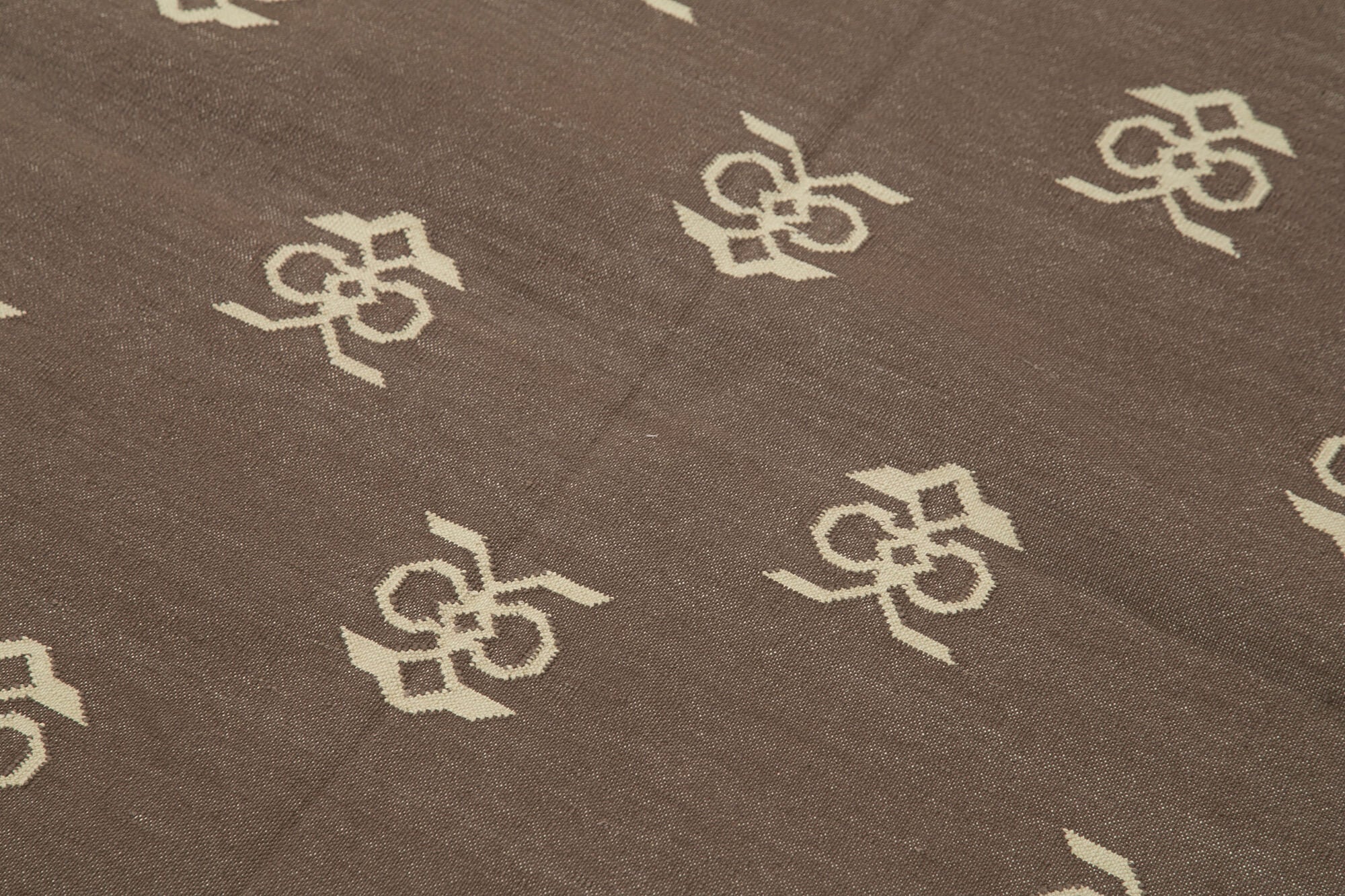 Handmade Area Rug - Brown Geometric Cotton Wool Rug, Soft Textured Floor Covering 3'7''x5'4''