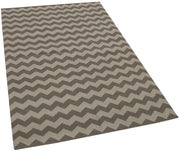 Handmade Wool Area Rug - Brown Geometric Cotton Wool Rug 3'6''x5'5'' | Artisan Woven Carpet