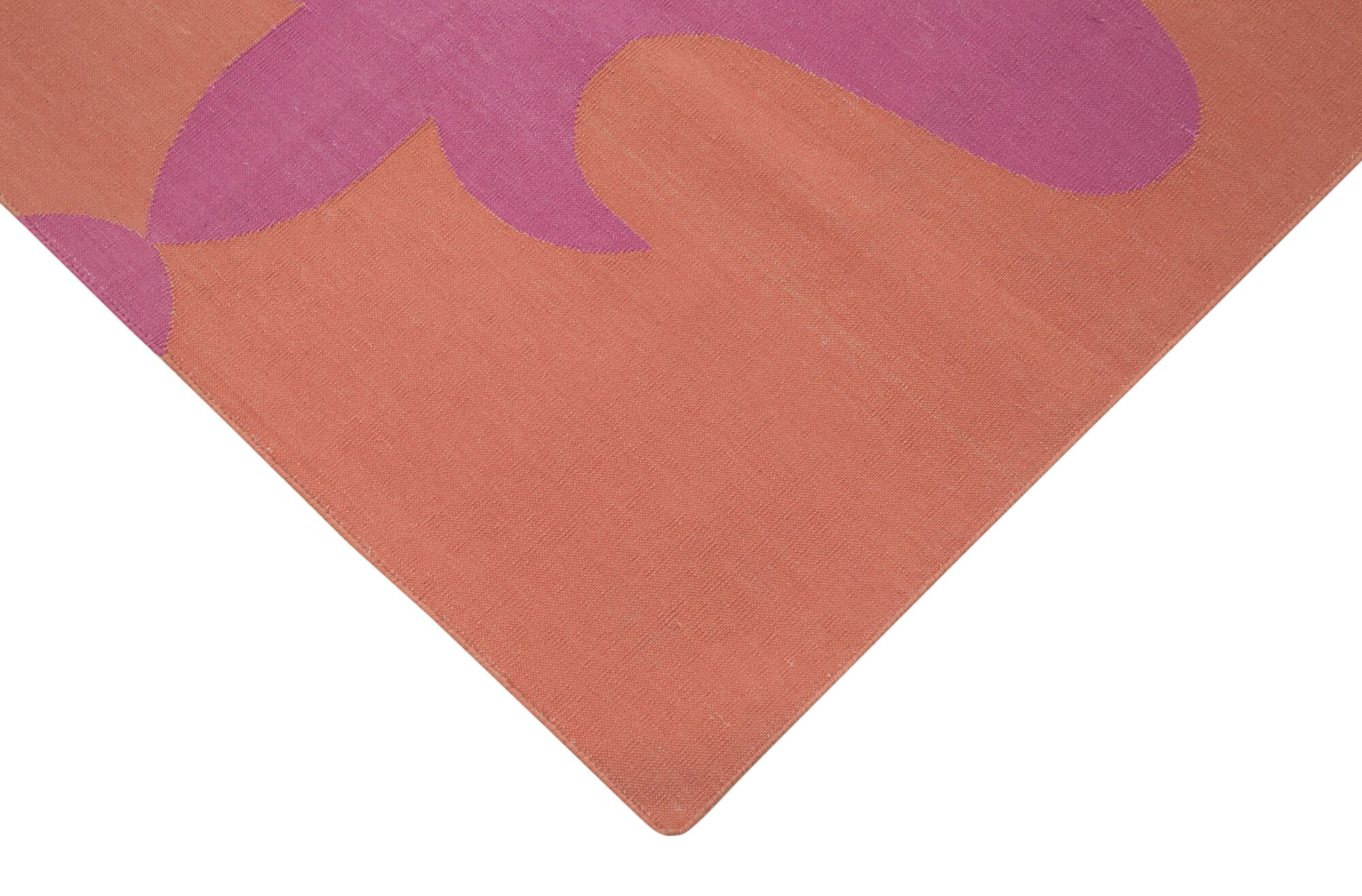 Handmade Area Rug - Pink Geometric Cotton Wool Turkish Wool Rug 3'5''x5'6''