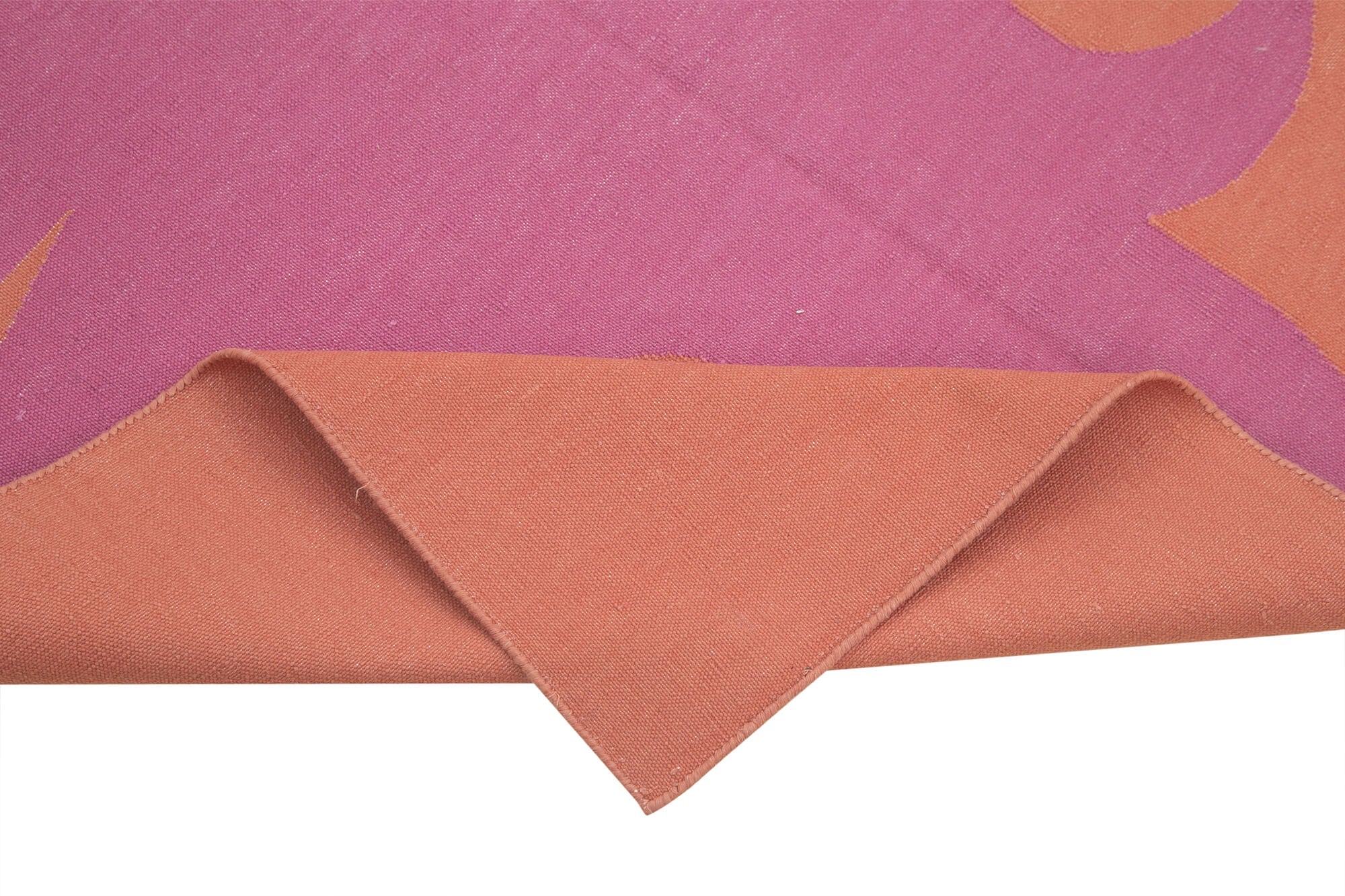 Handmade Area Rug - Pink Geometric Cotton Wool Turkish Wool Rug 3'5''x5'6''