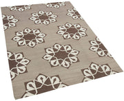 Handmade Wool Area Rug – Brown Geometric Cotton Wool Blend, Durable Floor Covering 3'10"x5'5"
