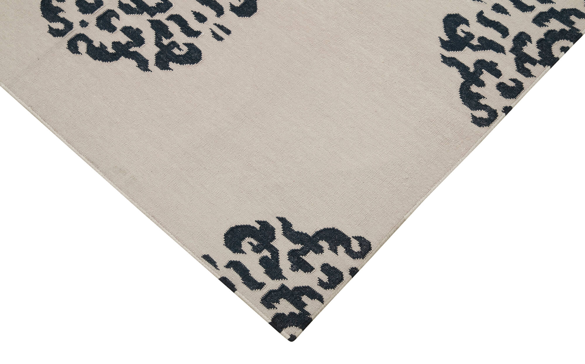 Handmade Wool Area Rug – Cream Geometric Cotton Wool Rug 3'6''x5'4'' | Durable Woven Carpet