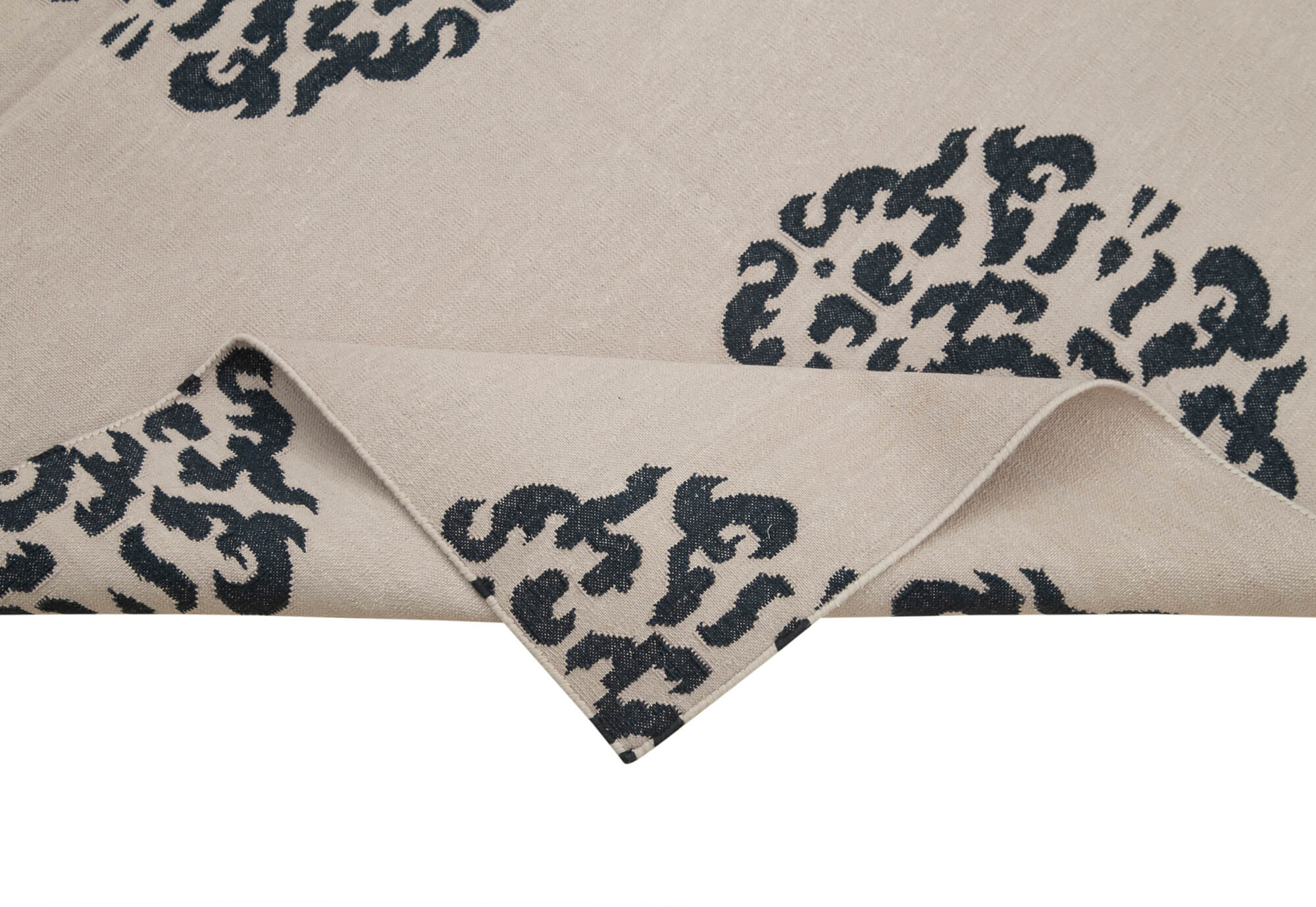 Handmade Wool Area Rug – Cream Geometric Cotton Wool Rug 3'6''x5'4'' | Durable Woven Carpet