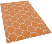 Handmade Wool Area Rug - Orange Geometric Cotton Wool Rug 3'6''x5'6'' by Agacan