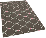Handmade Geometric Area Rug - Brown Cotton Wool Rug 3'7'' x 5'6'' | Durable Wool Carpet