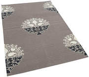 Handmade Area Rug – Grey Geometric Cotton Wool Vintage Handwoven Carpet 3'7''x5'5''