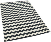 Handmade Geometric Area Rug – Black White Rug, Cotton Wool Carpet 3'7"x5'4"