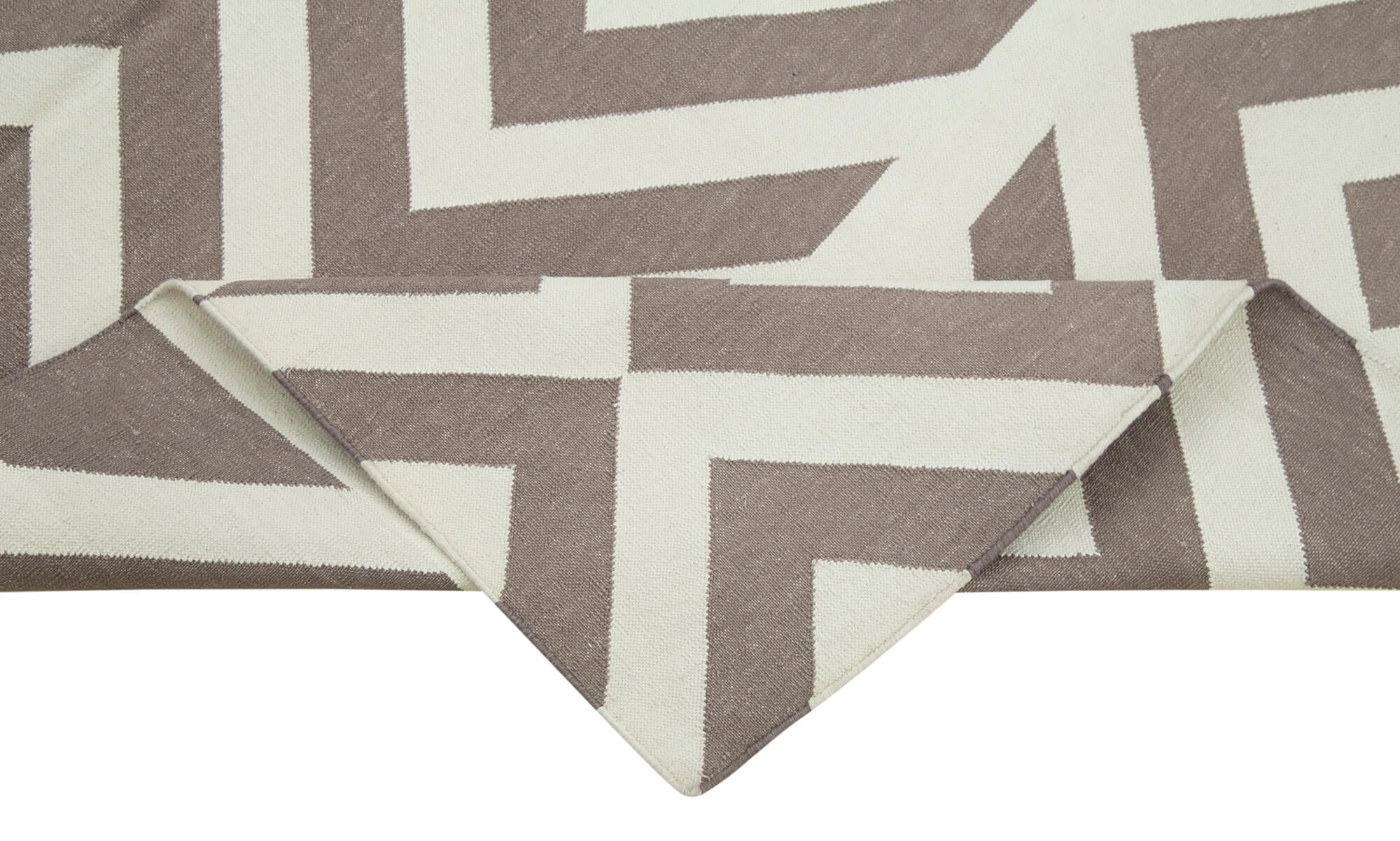 Handmade Area Rug - Brown Geometric Cotton Wool Rug 3'9'' x 5'6'' | Durable Soft Textured