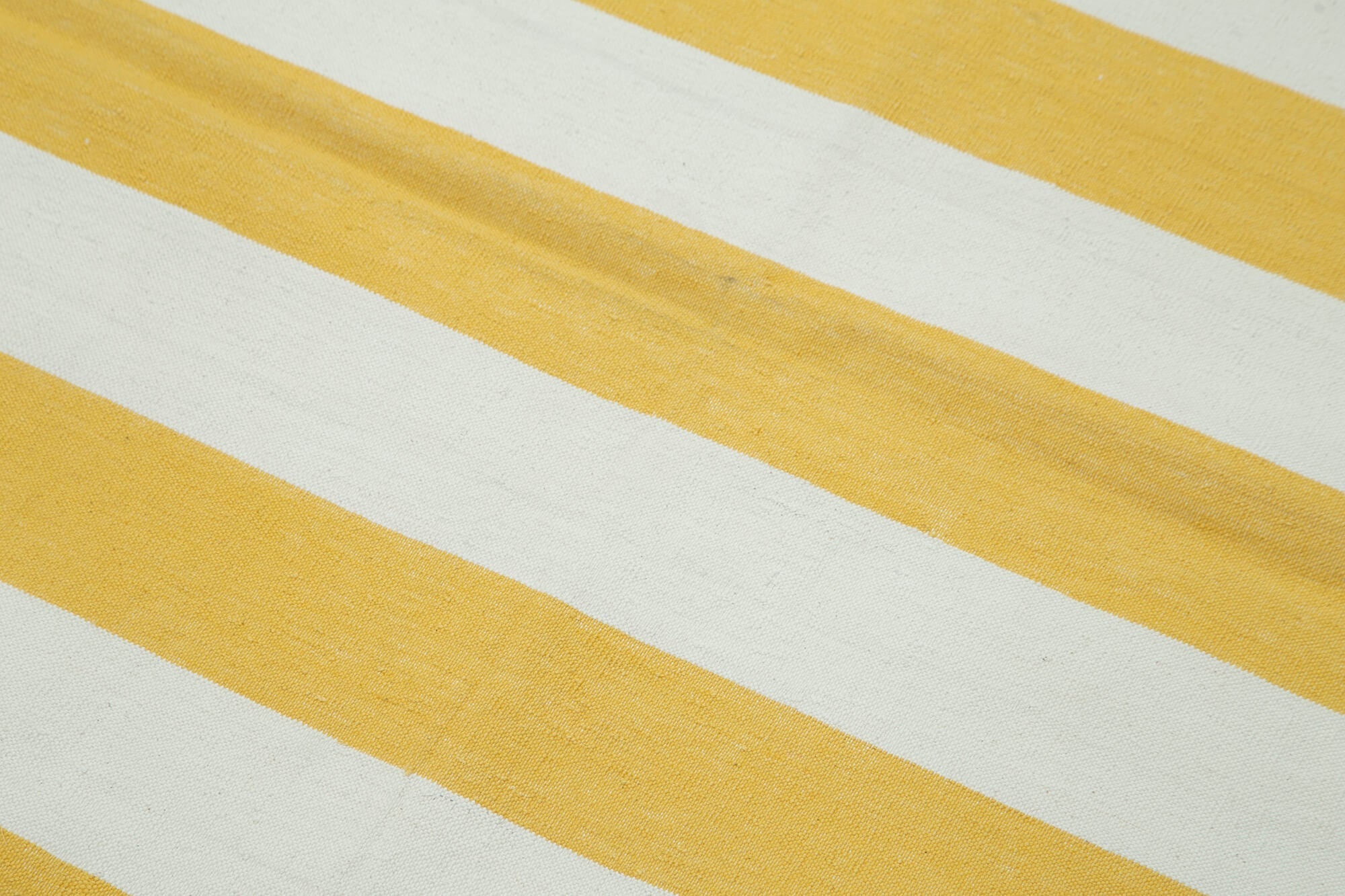 Handmade Area Rug - Yellow Geometric Cotton Wool Vintage Handwoven Carpet 3'6"x5'6"