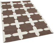 Handmade Wool Area Rug – Brown Geometric Design Cotton Wool Rug 3'9''x5'7''