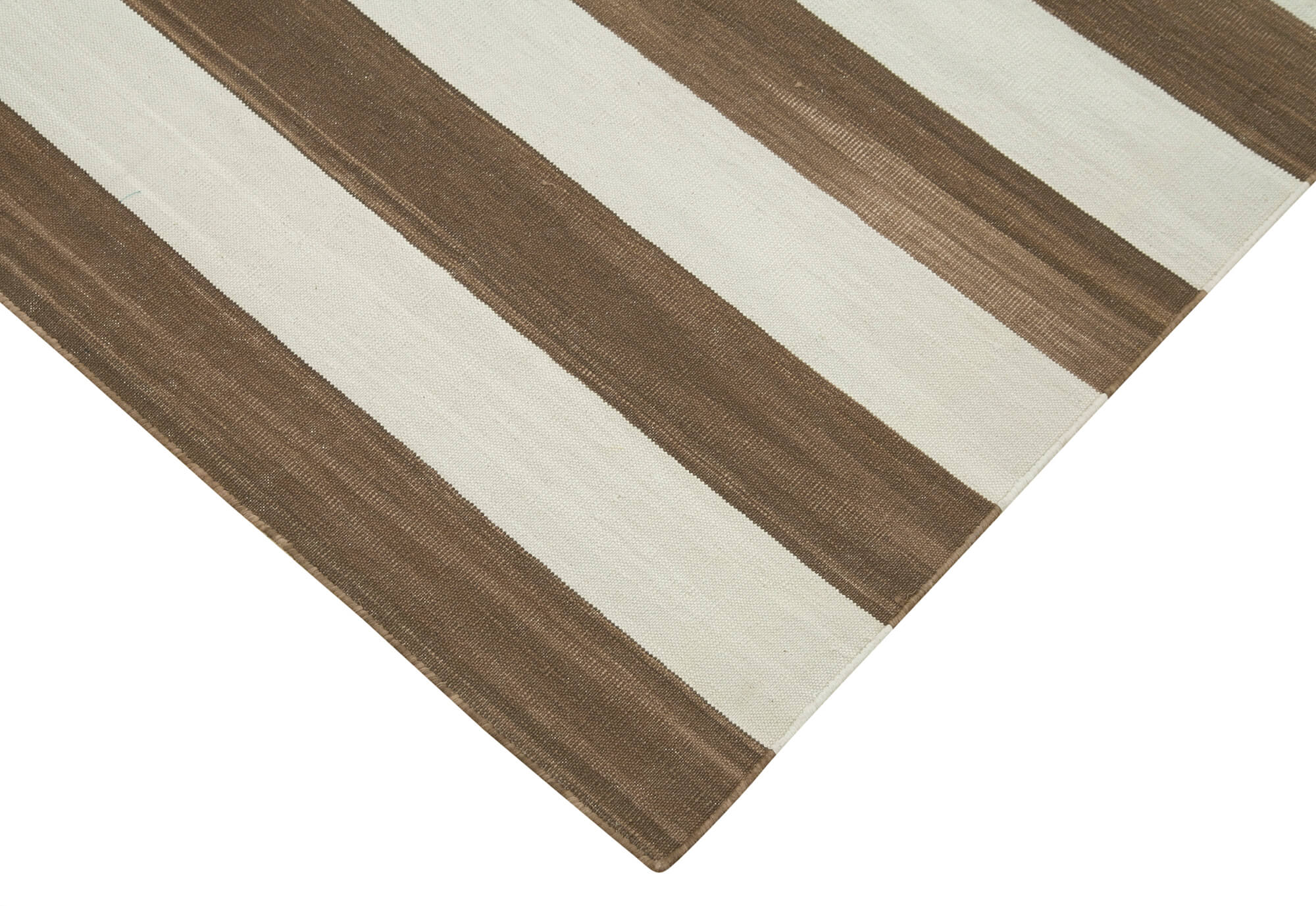Handmade Area Rug – Geometric Brown Cotton Wool Vintage Handwoven Carpet 3'6''x5'5''