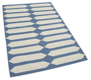 Handmade Area Rug - Blue Geometric Cotton Wool Durable Turkish Vintage Carpet 3'7"x5'7"