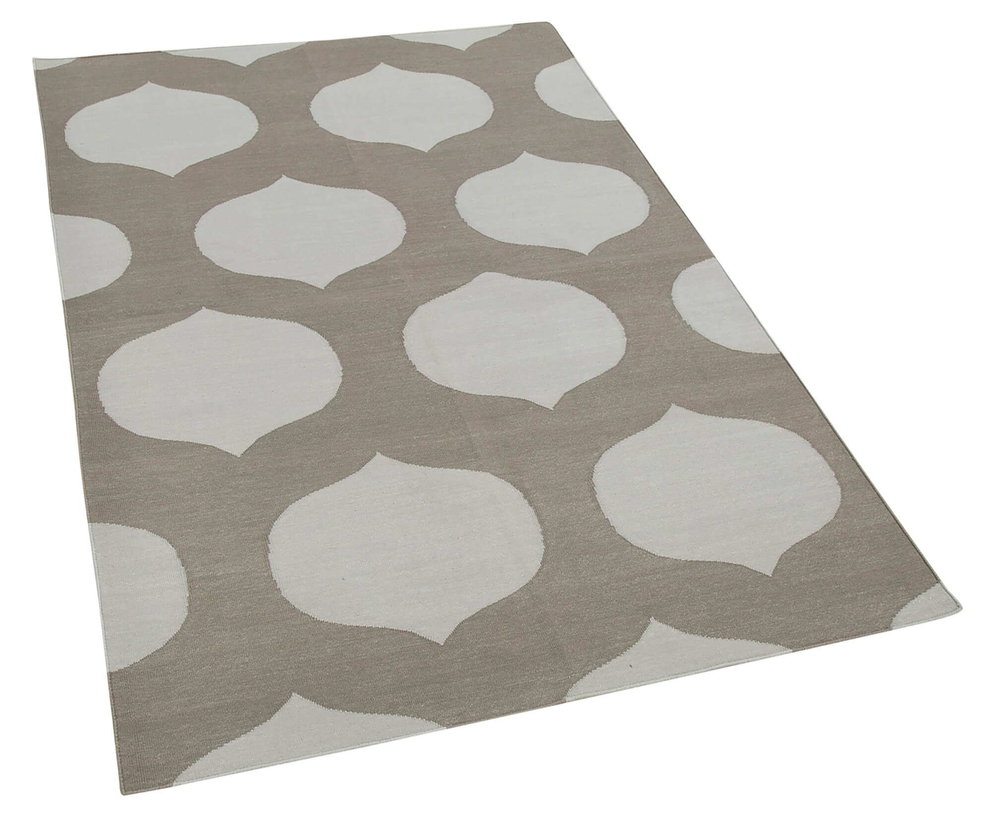Handmade Area Rug - Geometric Cotton Wool Vintage Handwoven Rug 3'6''x5'5''