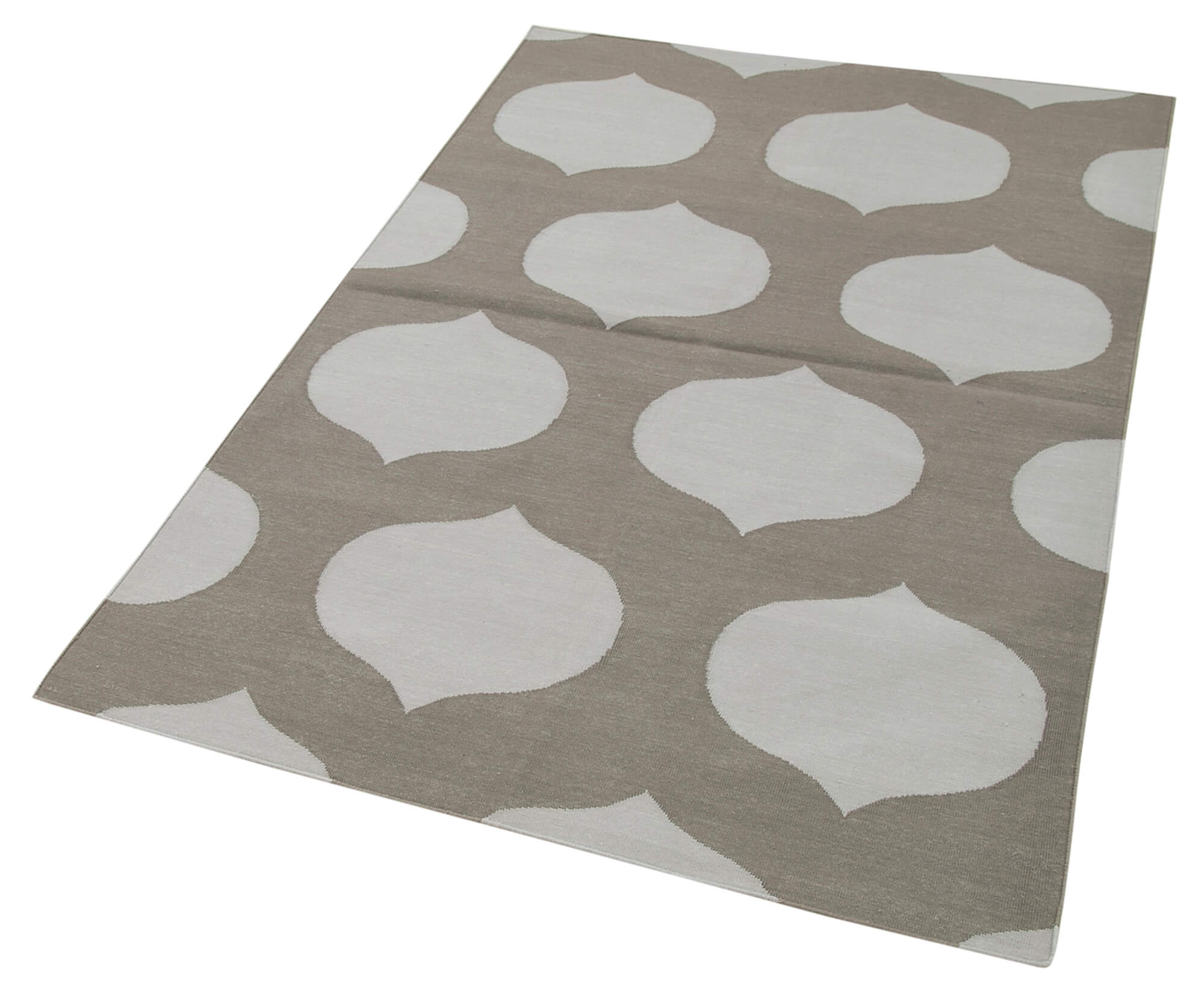 Handmade Area Rug - Geometric Cotton Wool Vintage Handwoven Rug 3'6''x5'5''