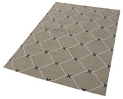 Handmade Wool Area Rug | Duri Grey Geometric Cotton Wool Carpet 3'7''x5'4''