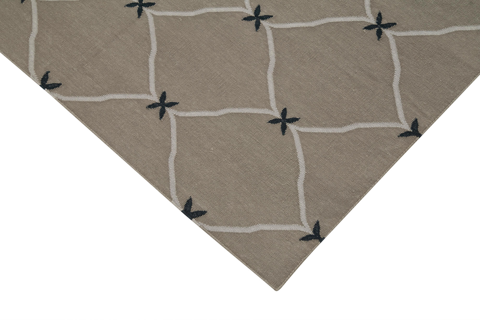 Handmade Wool Area Rug | Duri Grey Geometric Cotton Wool Carpet 3'7''x5'4''