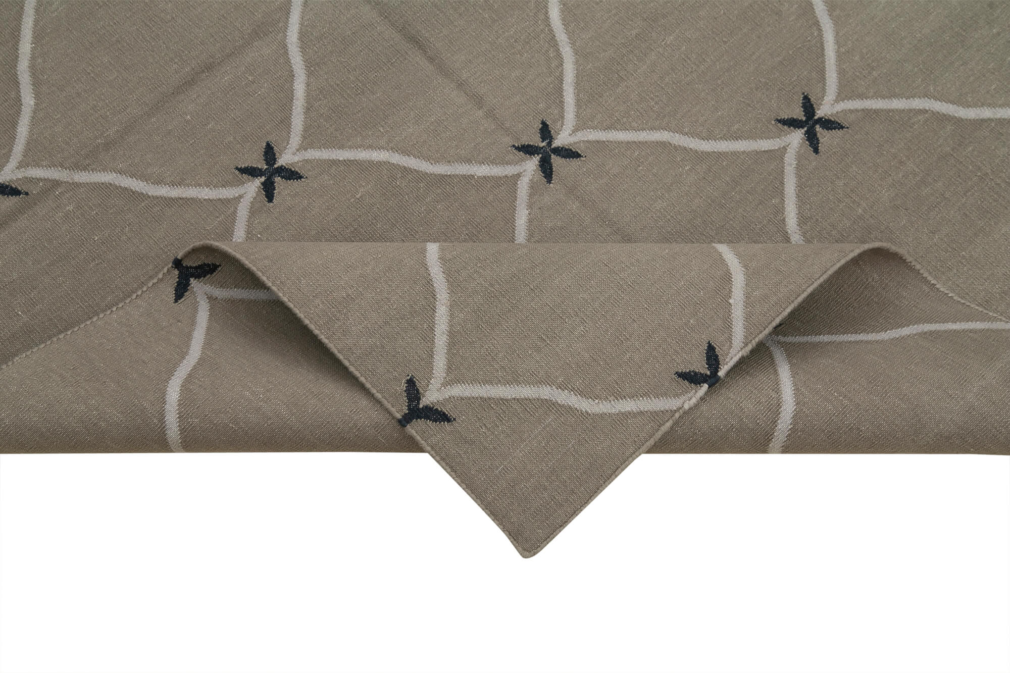 Handmade Wool Area Rug | Duri Grey Geometric Cotton Wool Carpet 3'7''x5'4''