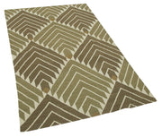 Handmade Area Rug – Geometric Green Cotton Wool Rug 3'6'' x 5'8'' Durable Soft Texture