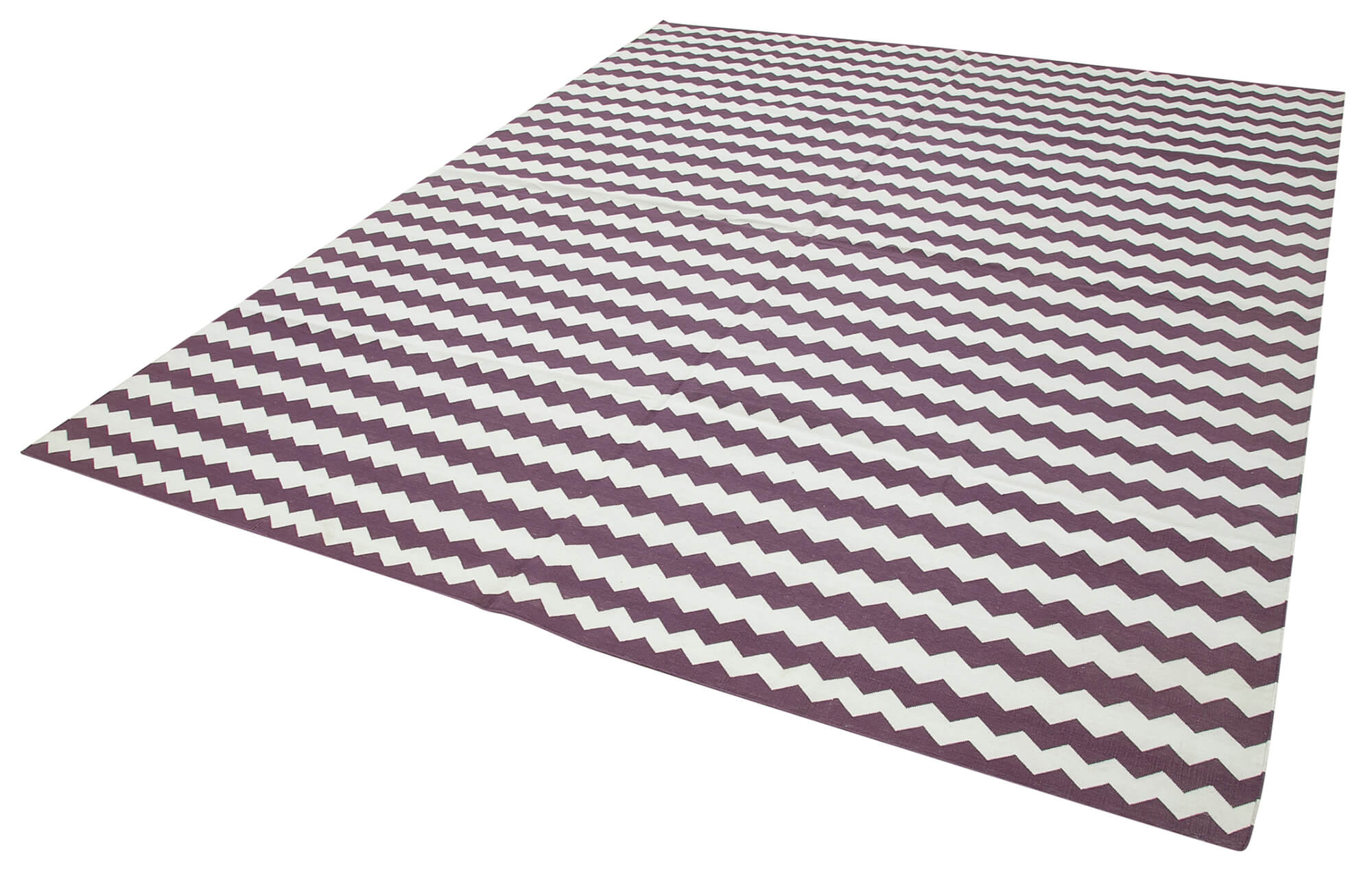 Handmade Wool Area Rug - Purple Geometric Carpet 8x10 Cotton Wool Rug