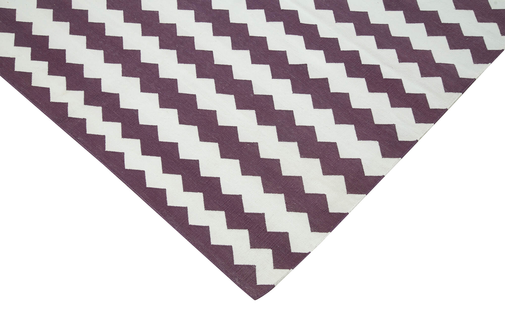 Handmade Wool Area Rug - Purple Geometric Carpet 8x10 Cotton Wool Rug