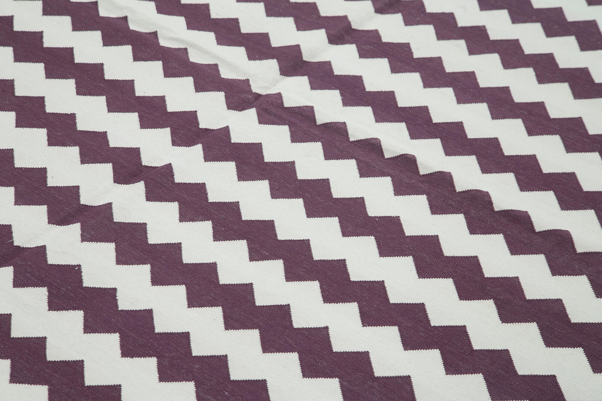 Handmade Wool Area Rug - Purple Geometric Carpet 8x10 Cotton Wool Rug