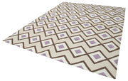 Handmade Wool Area Rug - Beige Geometric Design Cotton Wool Rug 8'2''x10'1''