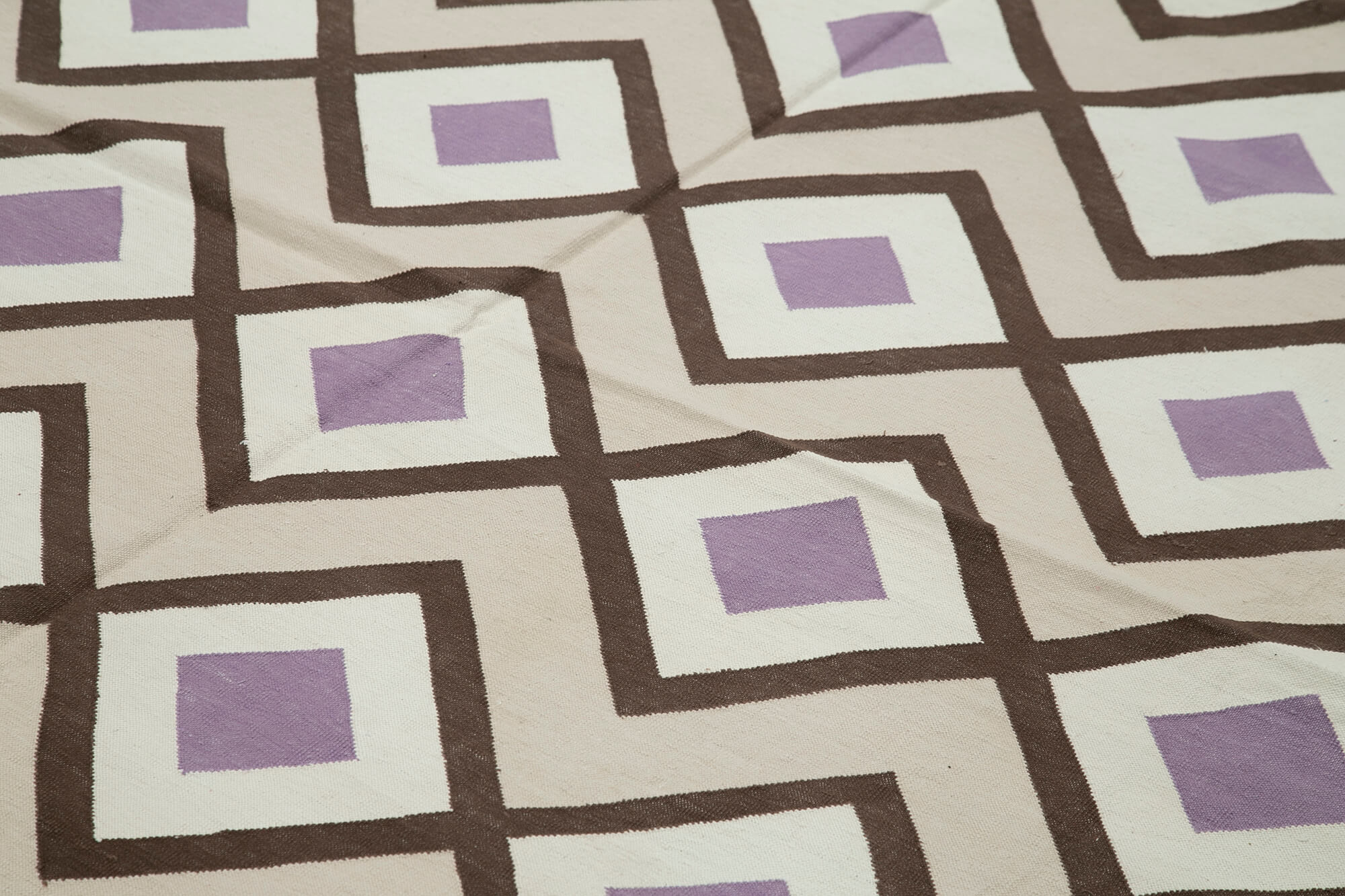 Handmade Wool Area Rug - Beige Geometric Design Cotton Wool Rug 8'2''x10'1''