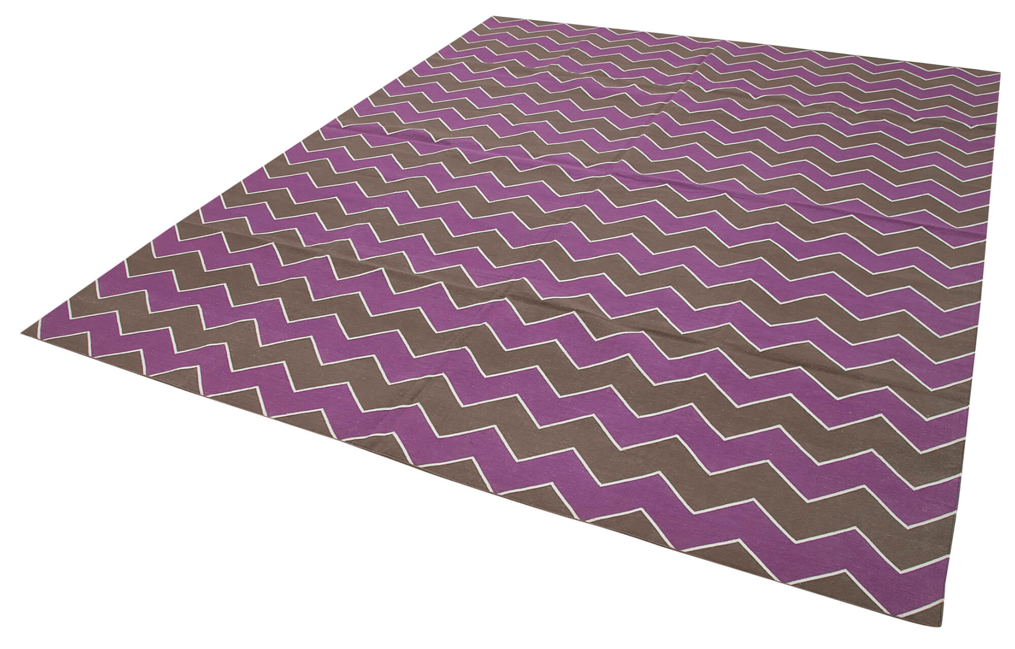 Handmade Area Rug - Purple Geometric Cotton Wool Rug 8'x9'9'' | Durable Soft Textured Floor Mat