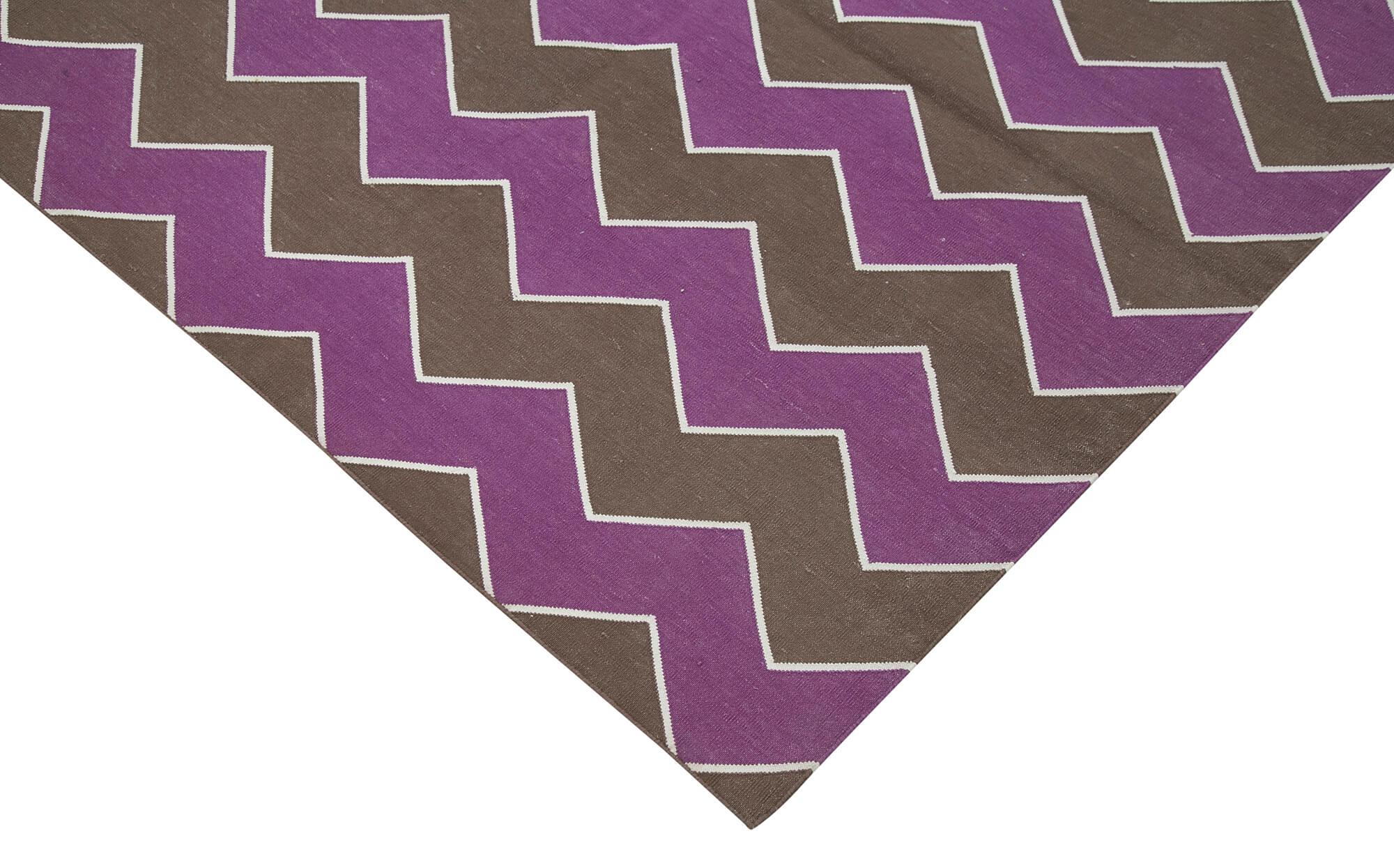 Handmade Area Rug - Purple Geometric Cotton Wool Rug 8'x9'9'' | Durable Soft Textured Floor Mat