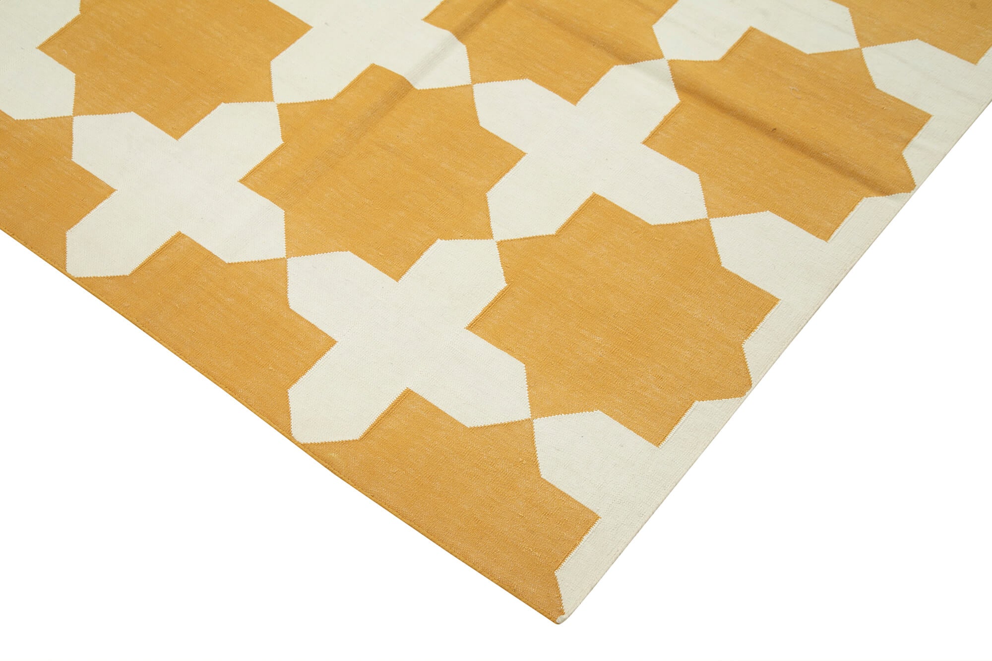 Handmade Cotton Wool Rug – Geometric Area Rug 7'10'' x 9'11'' with Vintage Turkish Carpet Style