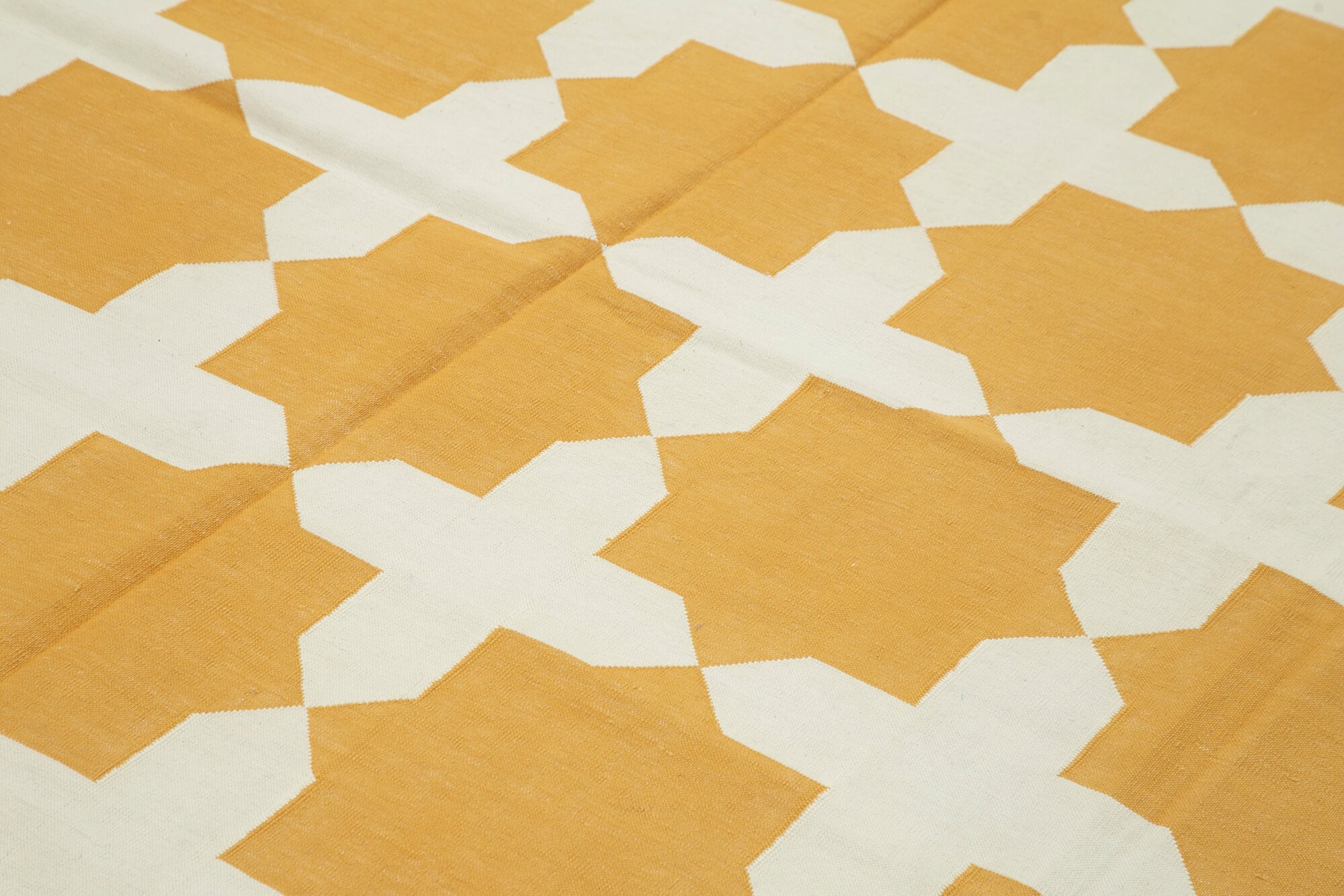 Handmade Cotton Wool Rug – Geometric Area Rug 7'10'' x 9'11'' with Vintage Turkish Carpet Style
