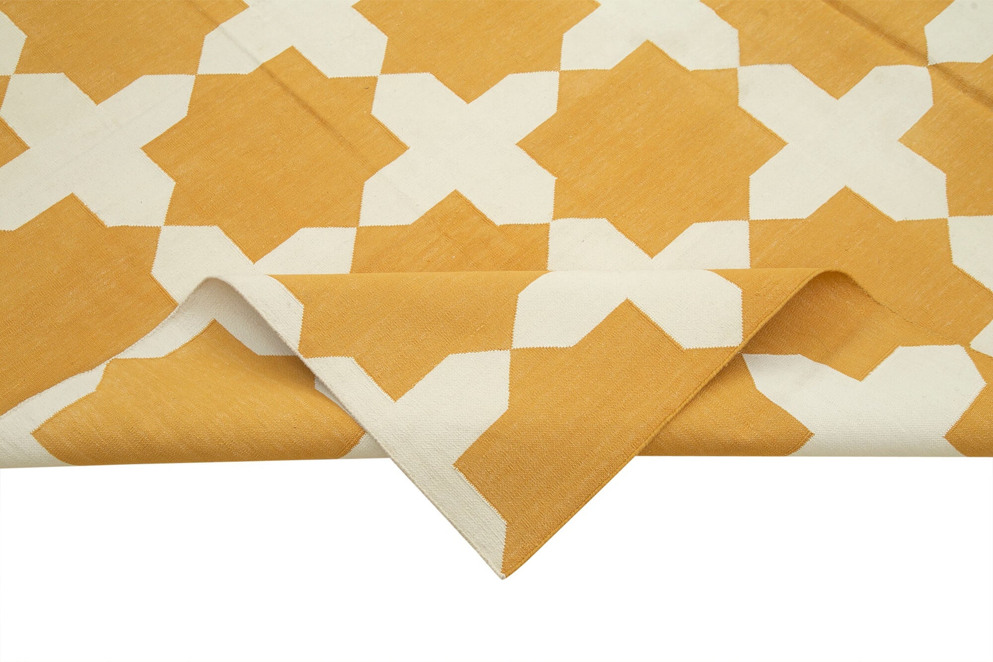 Handmade Cotton Wool Rug – Geometric Area Rug 7'10'' x 9'11'' with Vintage Turkish Carpet Style