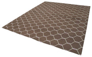 Handmade Area Rug | Brown Geometric Cotton Wool Vintage Hand Woven Carpet 8'2''x9'9''