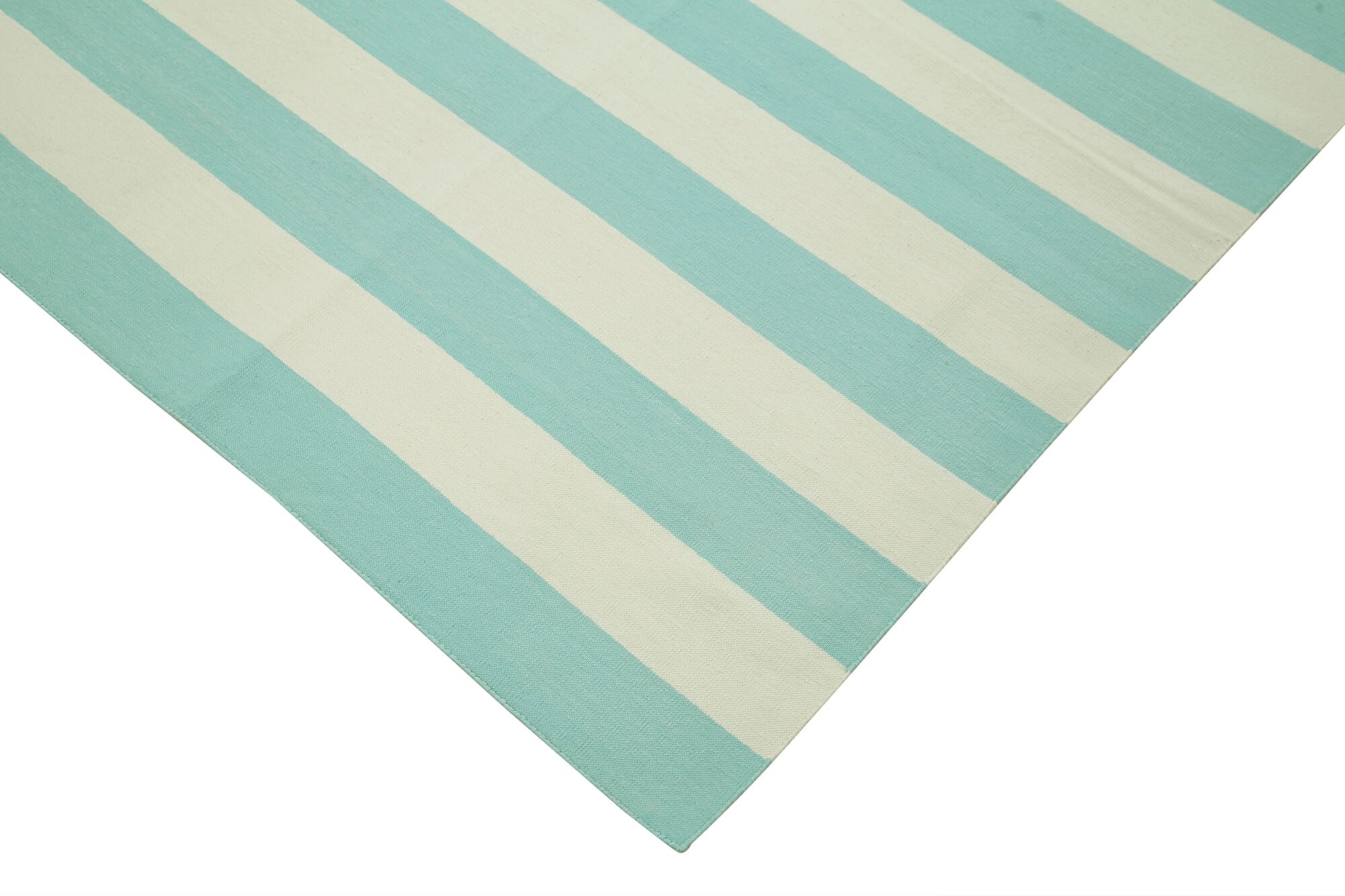 Handmade Area Rug – Turquoise Geometric Cotton Wool Rug 7'10'' x 10'1'' | Artisan Woven